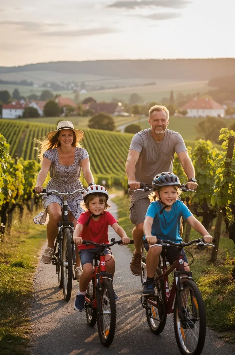 Bicyclist navigating scenic bike trail in park